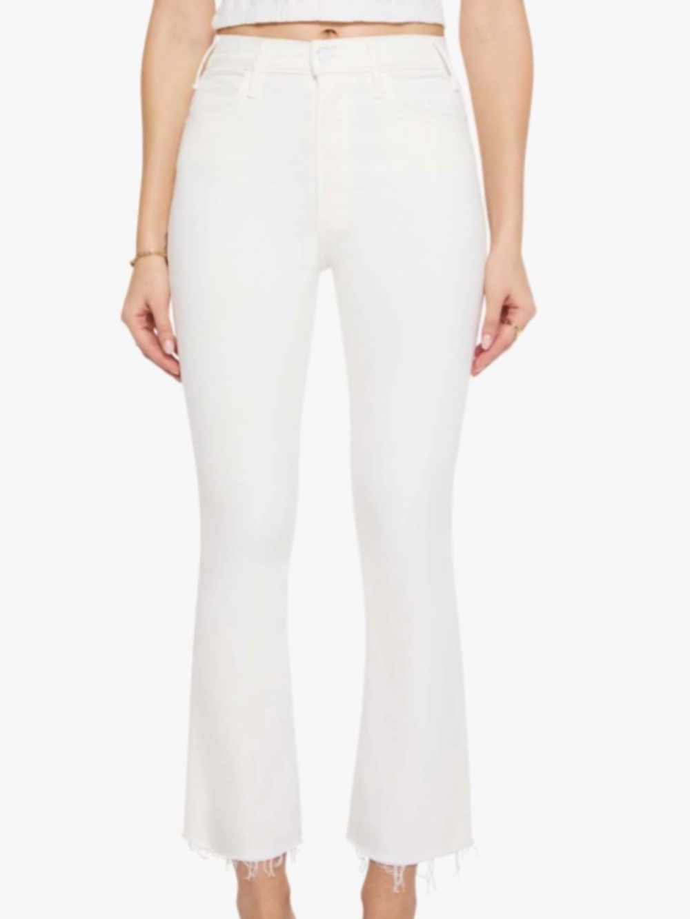 Mother Hustler Ankle Fray Jeans – Fairest of Them All (White) – Size 27 🤍